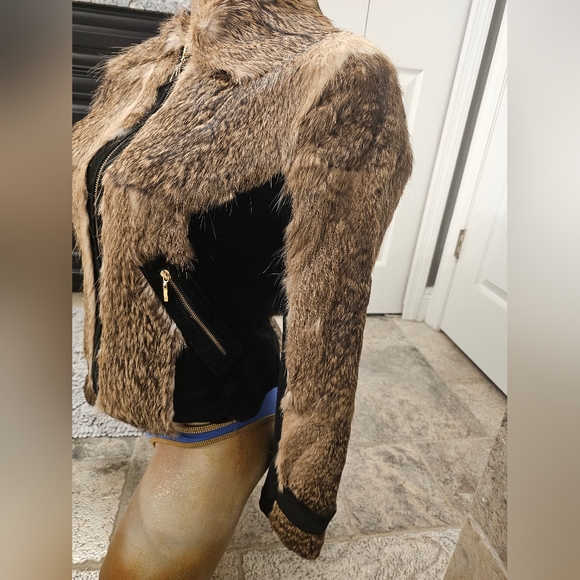 Marciano Genuine Suede Leather & Rabbit Fur Womens Jacker Size M - Picture 3 of 10